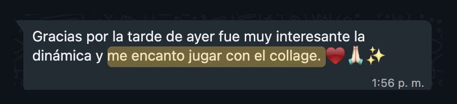 Mensaje de WhatsApp de Picky tras el taller grupal