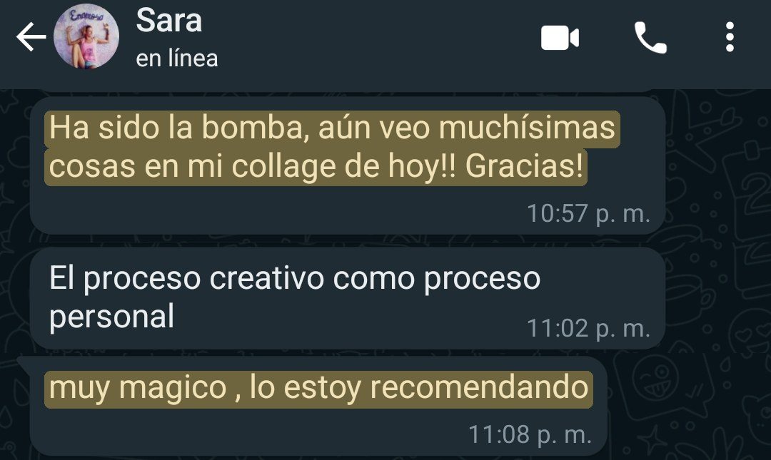 Mensajes de WhatsApp de Sara tras el taller grupal
